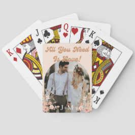 elegante retro botanische boho foto huwelijksgunst pokerkaarten