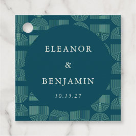 Elegante Retro Chic Arch Blauwgroen Blauw Aangepas Bedankjes Labels