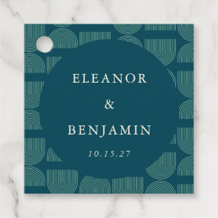 Elegante Retro Chic Arch Blauwgroen Blauw Aangepas Bedankjes Labels