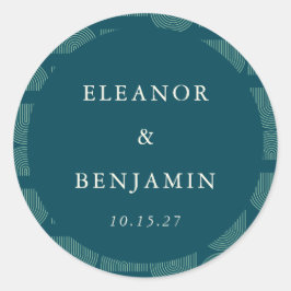 Elegante Retro Chic Arch Blauwgroen Blauw Aangepas Ronde Sticker