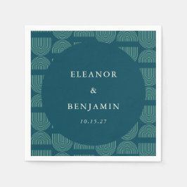 Elegante Retro Chic Arch Blauwgroen Blauw Aangepas Servet