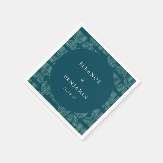 Elegante Retro Chic Arch Blauwgroen Blauw Aangepas Servet (Hoek)