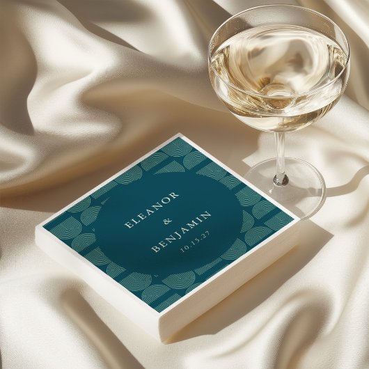 Elegante Retro Chic Arch Blauwgroen Blauw Aangepas Servet