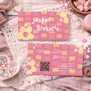 Elegante Retro Chic Roze Margriet Mooie Visitekaartje