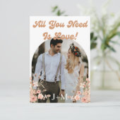 Elegante retro chic script 2 boog foto's boho save the date (Staand voorkant)