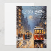 Elegante  retro classic nacht kerststad feestdagenkaart (Voorkant / Achterkant)