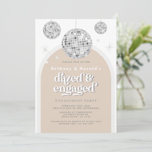 Elegante Retro Disco Groove Verloving foto Kaart (Staand voorkant)