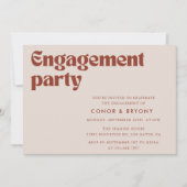 Elegante Retro Engagement Party Kaart (Voorkant)