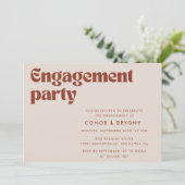 Elegante Retro Engagement Party Kaart (Staand voorkant)