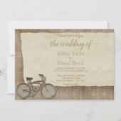 Elegante  Retro Fietsrustieke Houten Bruiloft Kaart (Voorkant)
