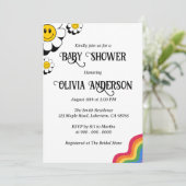 Elegante Retro Flower met Rainbow Baby shower Kaart (Staand voorkant)