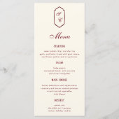 Elegante Retro Geruite Bordeaux Huwelijk Menu (Voorkant)