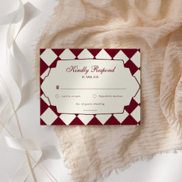 Elegante Retro Geruite Bruidsuitnodiging RSVP Kaartje