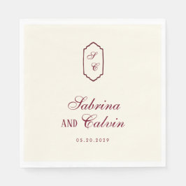 Elegante Retro Geruite Burgundy Bruiloft Servet