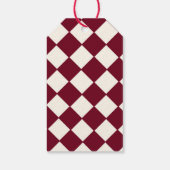 Elegante Retro Geruite Burgundy Trouw Cadeaulabel (Achterkant)
