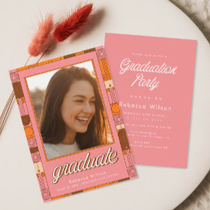 Elegante Retro Geslaagd Afstudeerfoto Afstuderen Kaart