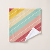 Elegante Retro Gestreepte Gepersonaliseerde Bad Handdoek (Wasdoekje)