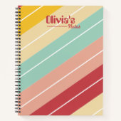 Elegante Retro Gestreepte Gepersonaliseerde Notitieboek (Voorkant)