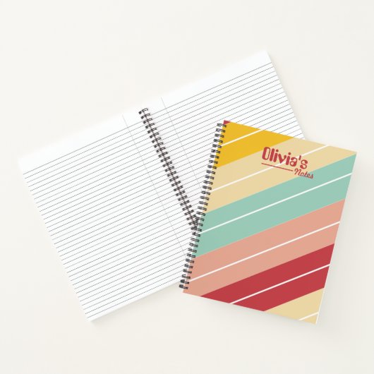 Elegante Retro Gestreepte Gepersonaliseerde Notitieboek (Binnen)