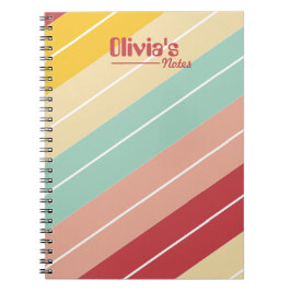 Elegante Retro Gestreepte Gepersonaliseerde Notitieboek