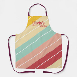 Elegante Retro Gestreepte Gepersonaliseerde Schort