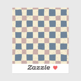 Elegante retro gingham Blauw Roze Scrapbooking Sticker