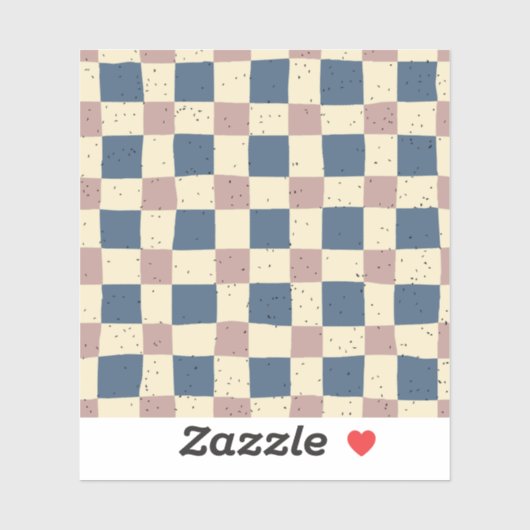 Elegante retro gingham Blauw Roze Scrapbooking Sticker (Vel)
