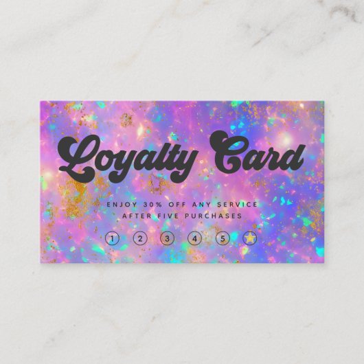 Elegante Retro Gold Fire Opal Stone Loyalty Kaart Visitekaartje (Voorkant)