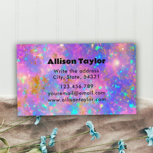 Elegante Retro Gold Fire Opal Stone Loyalty Kaart Visitekaartje