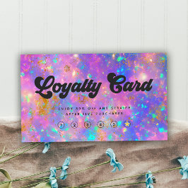 Elegante Retro Gouden Vuur Opal Steen Loyalty Card Visitekaartje