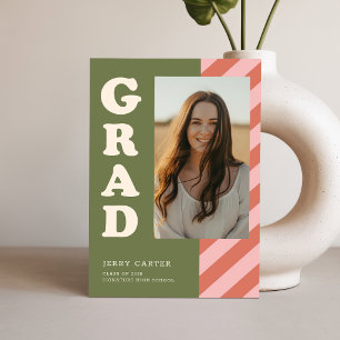 Elegante Retro Grad Foto Afstudeeraankondiging Briefkaart