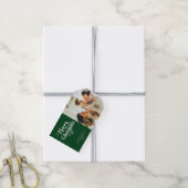 Elegante Retro Green Vrolijk Kerstfeest Familie Fo Cadeaulabel (Met Touw)