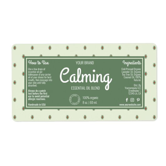 Elegante Retro Groene Cosmetica Dropper Flesetiket Etiket (Voorkant)