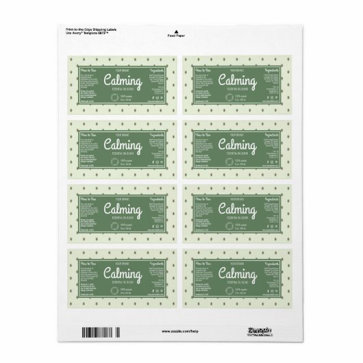 Elegante Retro Groene Cosmetica Dropper Flesetiket Etiket (Full Sheet)