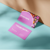 Elegante Retro Groovy Paarse Kleurrijke Bloemmoder Visitekaartje