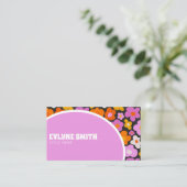 Elegante Retro Groovy Paarse Kleurrijke Bloemmoder Visitekaartje (Staand voorkant)