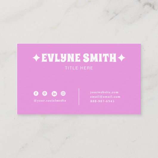 Elegante Retro Groovy Paarse Kleurrijke Bloemmoder Visitekaartje (Achterkant)