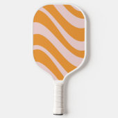 Elegante Retro Groovy Sinaasappel & Wit monogram Pickleball Paddle (Achterkant)