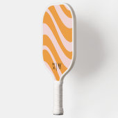 Elegante Retro Groovy Sinaasappel & Wit monogram Pickleball Paddle (Links)