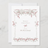 Elegante retro hand getrokken kerstkrans feestdagenkaart (Voorkant)