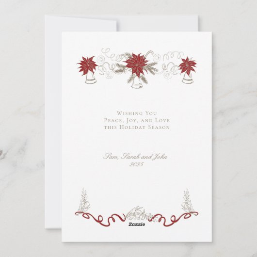 Elegante retro hand getrokken kerstkrans feestdagenkaart (Achterkant)