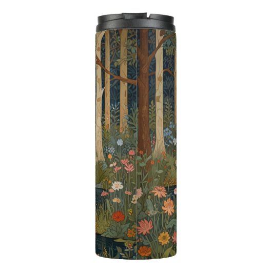 Elegante retro herten boho bos groen thermosbeker (Achterkant)