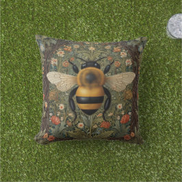 Elegante retro hommel boho botanische bloemkunst buitenkussen