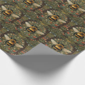 Elegante retro hommel boho botanische bloemkunst cadeaupapier (Hoek)