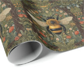 Elegante retro hommel boho botanische bloemkunst cadeaupapier (Rol Hoek)