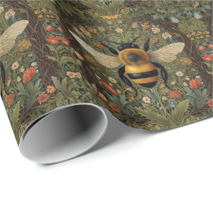 Elegante retro hommel boho botanische bloemkunst cadeaupapier