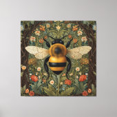 Elegante retro hommel boho botanische bloemkunst canvas afdruk (Voorkant)