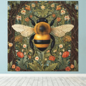 Elegante retro hommel boho botanische bloemkunst canvas afdruk (Insitu (Houten vloer))