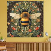 Elegante retro hommel boho botanische bloemkunst canvas afdruk (Insitu (Woonkamer))