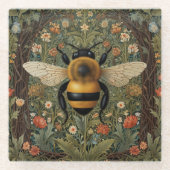 Elegante retro hommel boho botanische bloemkunst glazen onderzetter (Voorkant)